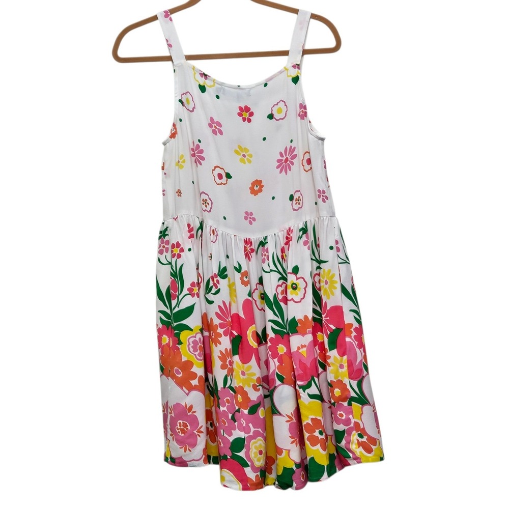 Mister Zimi Sophie Dress Womens 8 White Meadow Floral Sleeveless Mini Pockets